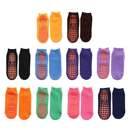10 Par Anti-skli Sokker Bomull Høy Elastisitet Komfortable Pustende Barn Sklisikre Gulvsokker for Trampoline