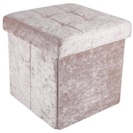 Intirilife hopfällbar sittpuff 30x30x30 cm Pink Velvet - Dekorativ förvaringslåda med sammetsöverdrag Pall Trunk Seat