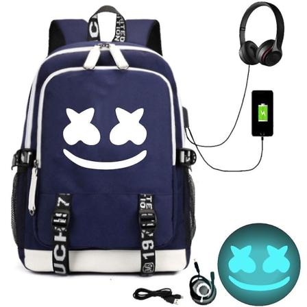 Marshmello Rygsæk Usb Genopladelig Rygsæk Student Skoletaske med stor Kapacitet Color-4
