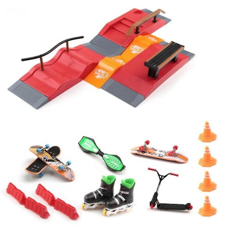 Finger Scooter Skate Park Leksak - Fingerboard Skate Park Set - Mini Skateboards