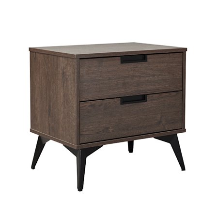 Natbord med 2 skuffer, valnøddefinish, 58x39x55 cm