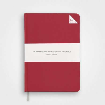 Stone Paper Notebook A5 Hardcover, Pomegranate Red | agood company, Dotted