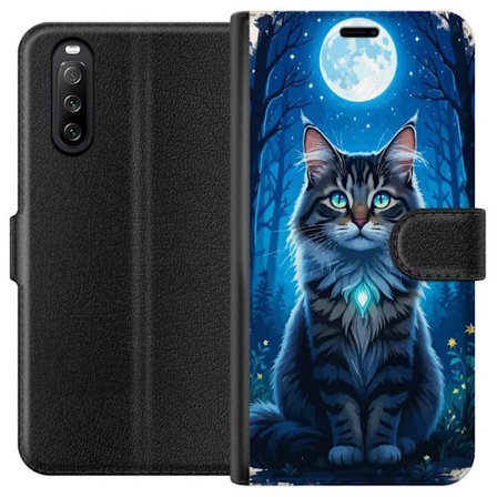 Kompatibelt Lommeboketui til Sony Xperia 10 III Katt månsken