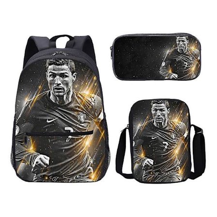 Fotbollsstjärnan Lionel Messi Ryggsäck Dinosaurie Skolväska Eller Måltidsväska Eller Pennfodral Eller 3st För Messi Printsoccer Star Messi Print 