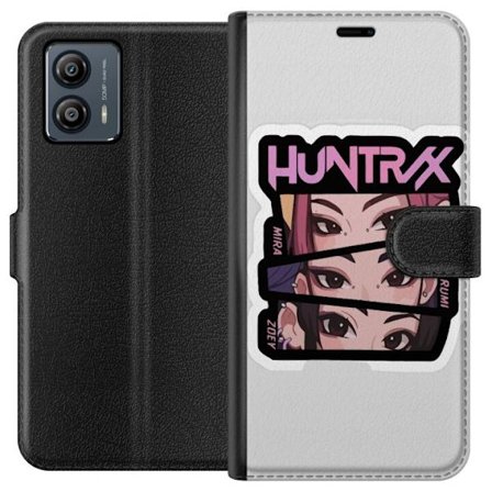 Yhteensopiva Lompakkokotelo Motorola Moto G53 K-pop-inspiroitunut futuristinen tyttöryhmä neonvaloissa ja kosminen sci-fi-kohtaus