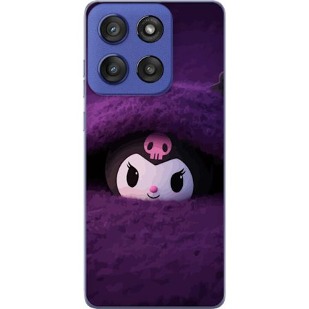 Yhteensopiva Puhelinkuori Motorola Edge 60 Stylus Kuromi lilassa pörröisessä ympäristössä, jossa on salaperäinen kawaii-suunnittelu.