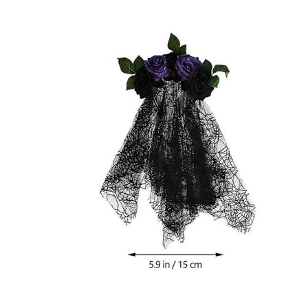 Halloween Cosplay Hårband Ros Hårband Klänning Kostym Hår Med Lång Slöja