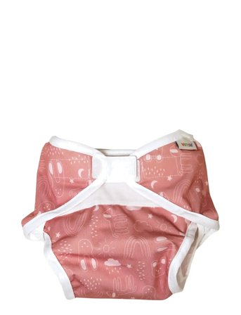 Imse Vimse Diaper Cover, M 8-11 Kg, Rusty Pink Teddy - Pink - M 8-11KG
