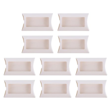 10 stk puteformet godteriboks søt gaveeske gjennomsiktig vindu gaveeske (12,5X7,4X2CM, hvit)