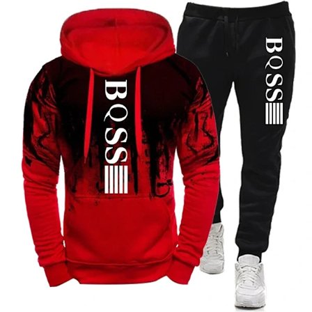 Herre Hoodies til Herretøj Splash Ink Sweatshirt Kostume Mand Træningsdragt Bukser Sæt Nyt i Hoodies & Sweatshirts Sportsdragt Sæt Rød XXXL