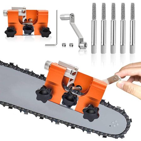 Kædeslibersæt med 5 slibehoveder - 7x6x2,8 cm - Kompatibelt med alle kædesave og elektriske save