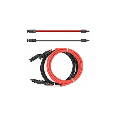 Förlängningskabel - Båda sidor - Solkabel - Röd/svart - 6 mm² - Med monterad solkontakt - 1 till 50 m (2 x 5 m)