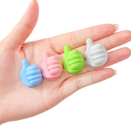 Kreativ Tommel Opp Form Interessant USB-kabler Stativ Veggkrok Klips Holder SHYTMV_Super Gave grønn