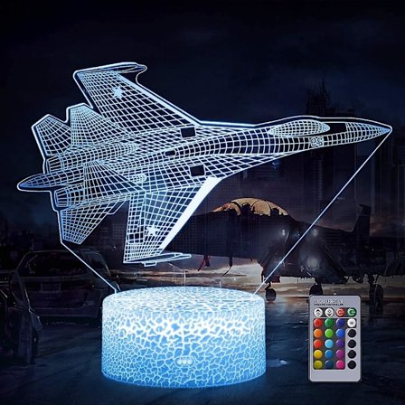 16 Fargeskiftende 3D Nattlampe med Fjernkontroll og Berøringskontroll, Batteridrevet Dimbar Bordlampe[YJD]