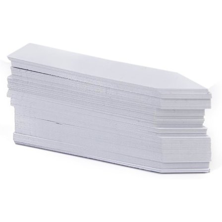 100 st plastväxtmärken, vita plastträdgårdsmärken 10x2cm