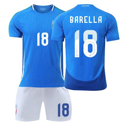 Italiens EM-trøje 2024 hjem Chiesa voksen barn træningsdragt herre og dame fodboldtrøje 2024 Italien hjem nummer 18 stjerne 2024 Italy home number 18 