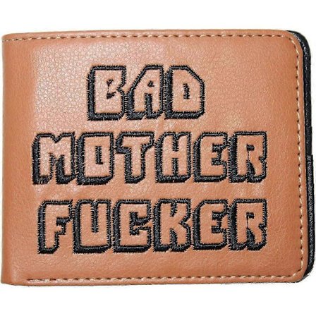 BAD MOTHER F***ER Pulp Fiction Bifold Brun Herre Pung Broderede Mønter Kort Sedler Standard Titel, Multifarvet, 11,5x9 cm (4,5''x3,5'')