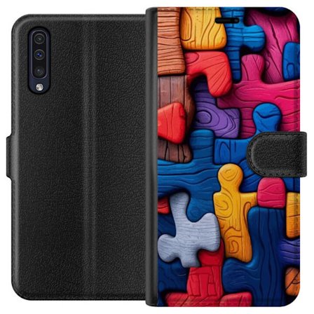 Kompatibelt Lommeboketui til Samsung Samsung Galaxy A50 Lekefull illustrasjon med Stitch blant rosa epler i en myk pastell design som kombinerer søth