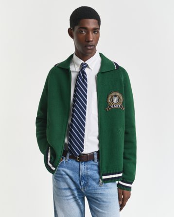 GANT Herren GANT 1949 Graphic Strickjacke mit Reißverschluss (XXL) Grün