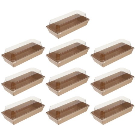 Kartonger med lock för kakor, charkuterier, bröd, smörgåsar – Kraftförpackning, transparenta behållare – 10-pack