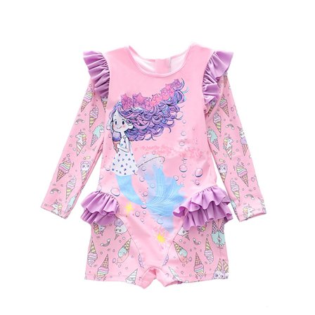 Pige One-Piece Badetøj med Lange Ærmer