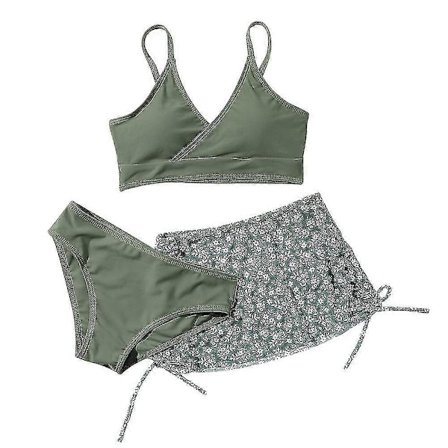 Sommer Lille Piger Tankini Badedragt Sæt 3 Stk/sæt Strand Surf Badetøj 8-12 År Børn Pige Polstret Bikini Badedragt Sæt