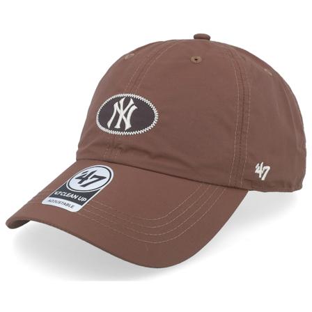 47 Brand - MLB Braun unconstructed Cap - New York Yankees Outskirts Clean Up Brown Dad Cap / Unconstructed @ Hatstore