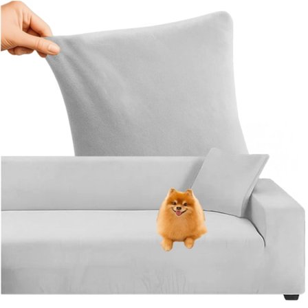 Sovesofaovertræk Velour / Overtræk til Sofa - 145-185cm Lysegrå