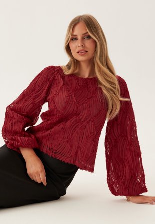 Object Collectors Item - Objlucie L/S RE O-NECK TOP - Karanda Red