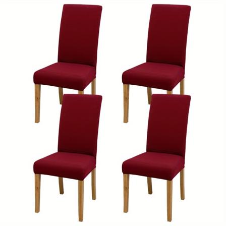 4/6 st Stretchy Milk Silk Matstolsöverdrag för bröllop, matsalar, kontor, banketter och heminredning wine red set of 6