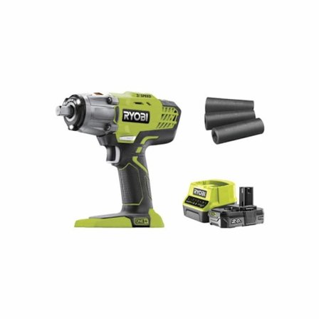 RYOBI - 18V ONE+ slagnøgle - 3 tilstande - 1/2" firkantet drev + 2 Ah batteri, taske og 1/4" adapter - R18IW3-120S