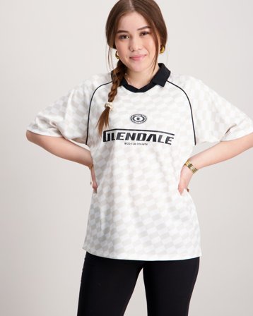 Jack & Jones JCOLIDO AOP MESH OPEN COLLAR POLO JNR Vit Toppar/Blusar Tjej - Kids Brand Store