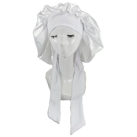 Silkehette Satenghette for sovehette med slipsbånd Nattlue Høy kvalitet