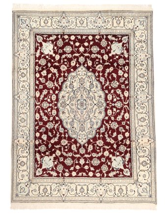 Handgeknüpft Persischer Nain Fine 9La Teppich 186X261 Beige/Schwarz