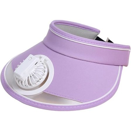 Kasket med solbeskyttelse og ventilator, letvægts solhat med køleventilator, solhat med indbygget ventilator til børn, voksne, piger og drenge Lilla