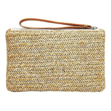 Dame Strå Clutch Myntveske Sommer Strandveske, Farge: Beige