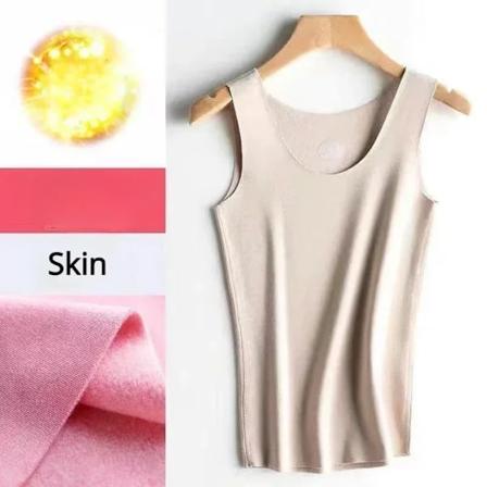 Termisk Underundertøj Kvinder Inderwear Rundhals Tanktoppe Vinter Varmt Uld Thermo Toppe Ærmeløs Kropsvest Slank Undershirt XXXL Skin 3XL