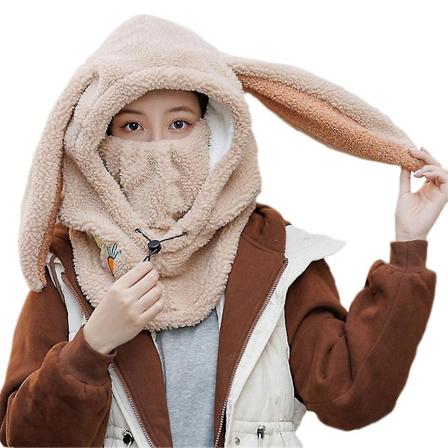 Talvinen Kaulaliina + Kaksinkertainen Pupuhattu Ven l inen Hattu Jazz Streetwear Beige