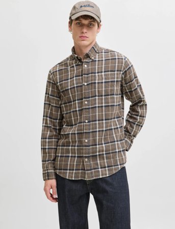 Jack & Jones Jjeclassic Flannel Check Shirt Ls Sn - Khaki green - M