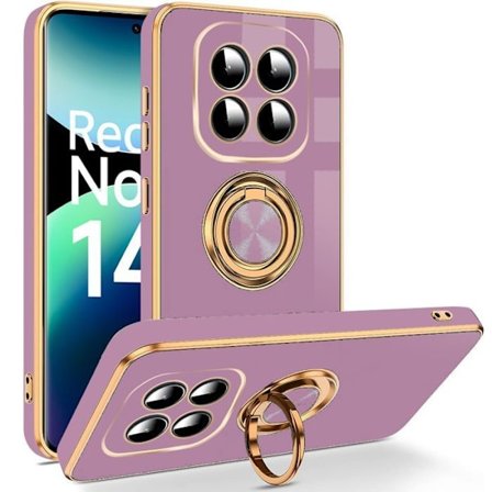 Skyddsfodral för Xiaomi Redmi Note 14 Pro Plus 5G/Note 14 Pro+ 5G - Silikon skydd med lila ring