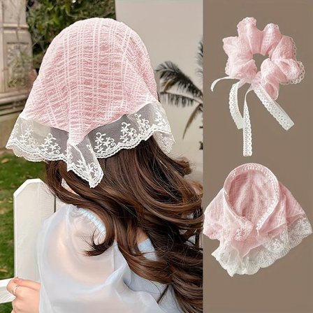 2 stk. blondehårbånd Dame Fransk landstil hårbånd hårtilbehør, Vestlig landstil Dame trekantet hårtørklæde, Boheme (FMY)