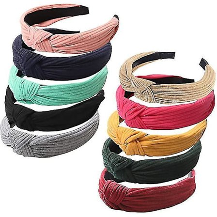 Damer 10 Pakker Stof Hårbånd Elastisk Hovedbånd