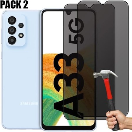 Skærmbeskyttelse - BOOLING - til Samsung Galaxy A33 5G - 9H hærdet glas - Anti-spion - Pakke med 2