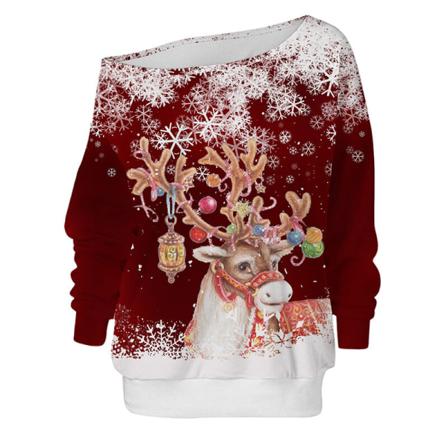 Tröja För Jultomte Med Print Off Shoulder För Damer