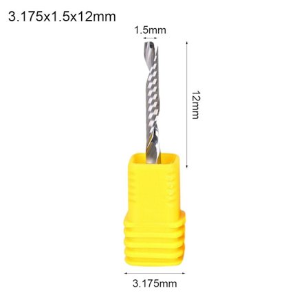 Endefræser Spiral hårdmetal fræser 3.175X1.5X12MM