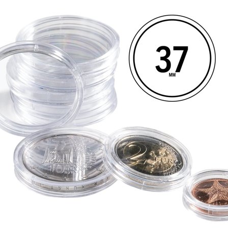 Leuchtturm GRIPS runde møntkapsler til mønt Ø 37 mm - 10 stk.