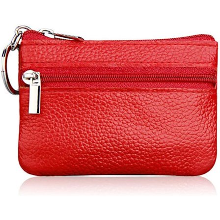 1x Rød Mini Myntveske i Lær for Kvinner Menn Barn Jenter Gutter Mynt
