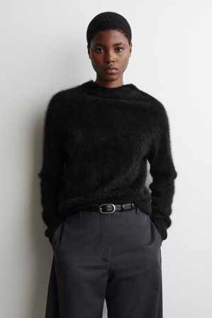 COS Women's Brushed Cashmere Hoodie in Black