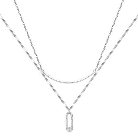 Damehalskjede, Halskjede i rustfritt stål Sølv Lagdelt Kjede Anheng Halskjede Kubansk Kjede Damer Gutter for Jenter de Smykker Gaver