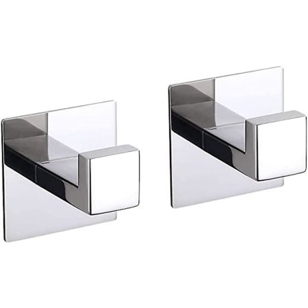 Håndklekrok selvklebende uten boring, rustfritt stål veggkrok håndklekrok ideell for kjøkken bad håndkleholder soverom, 2 stk-krom